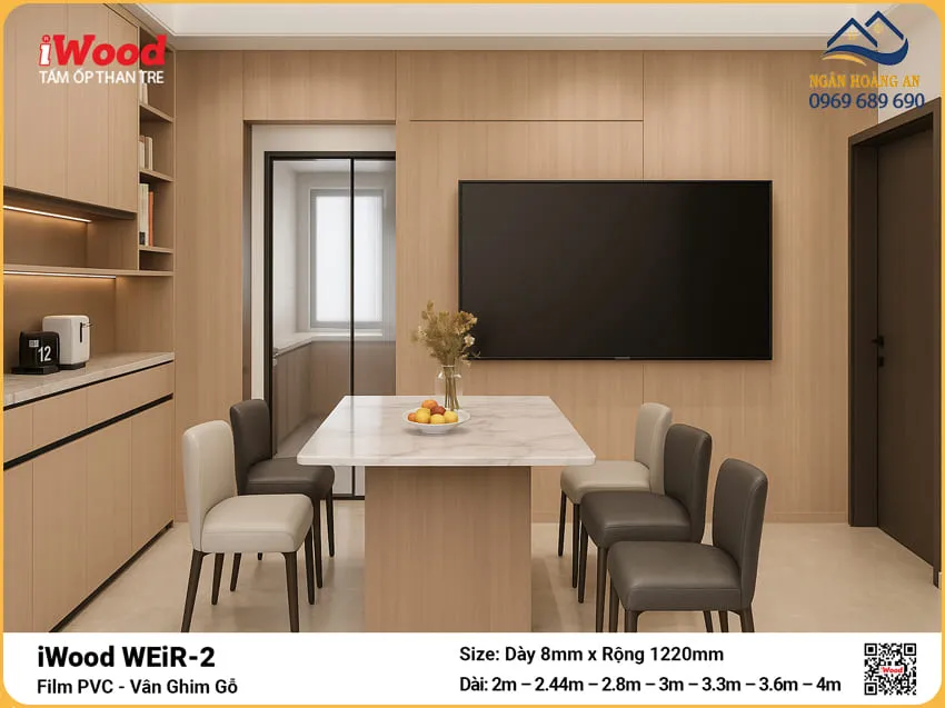 Tấm Sợi Than Tre  Ốp Tường Vân Gỗ Hồng Nhạt iWood WG-8